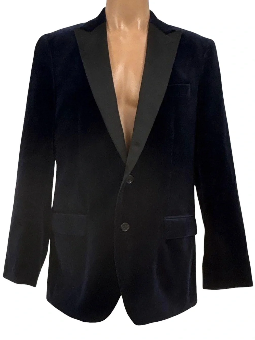 J CREW Ludlow Shawl Collar Tuxedo Dinner Jacket Mens 42 R Slim Navy Blue Velvet
